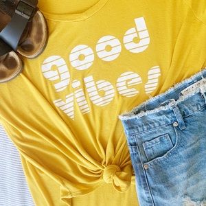 Urban Episode GOOD VIBES Tee Mustard Size 1X